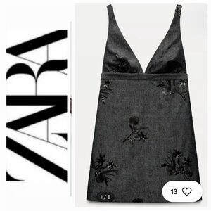 NWOT Zara Denim Sequin Mini Dress